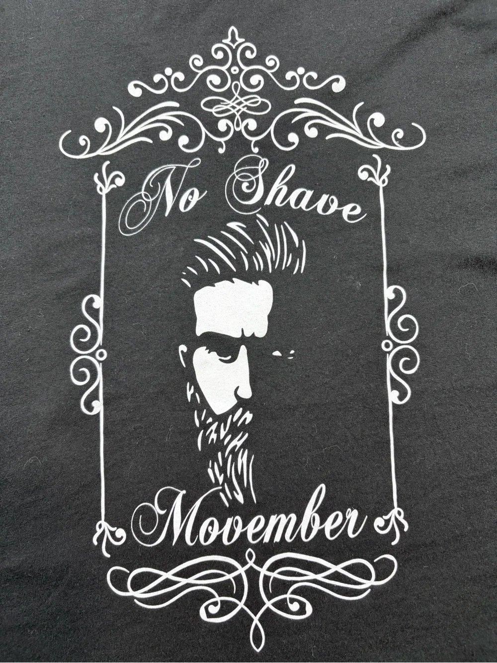 District Black Tee with White 'No Shave Movember' Graphic